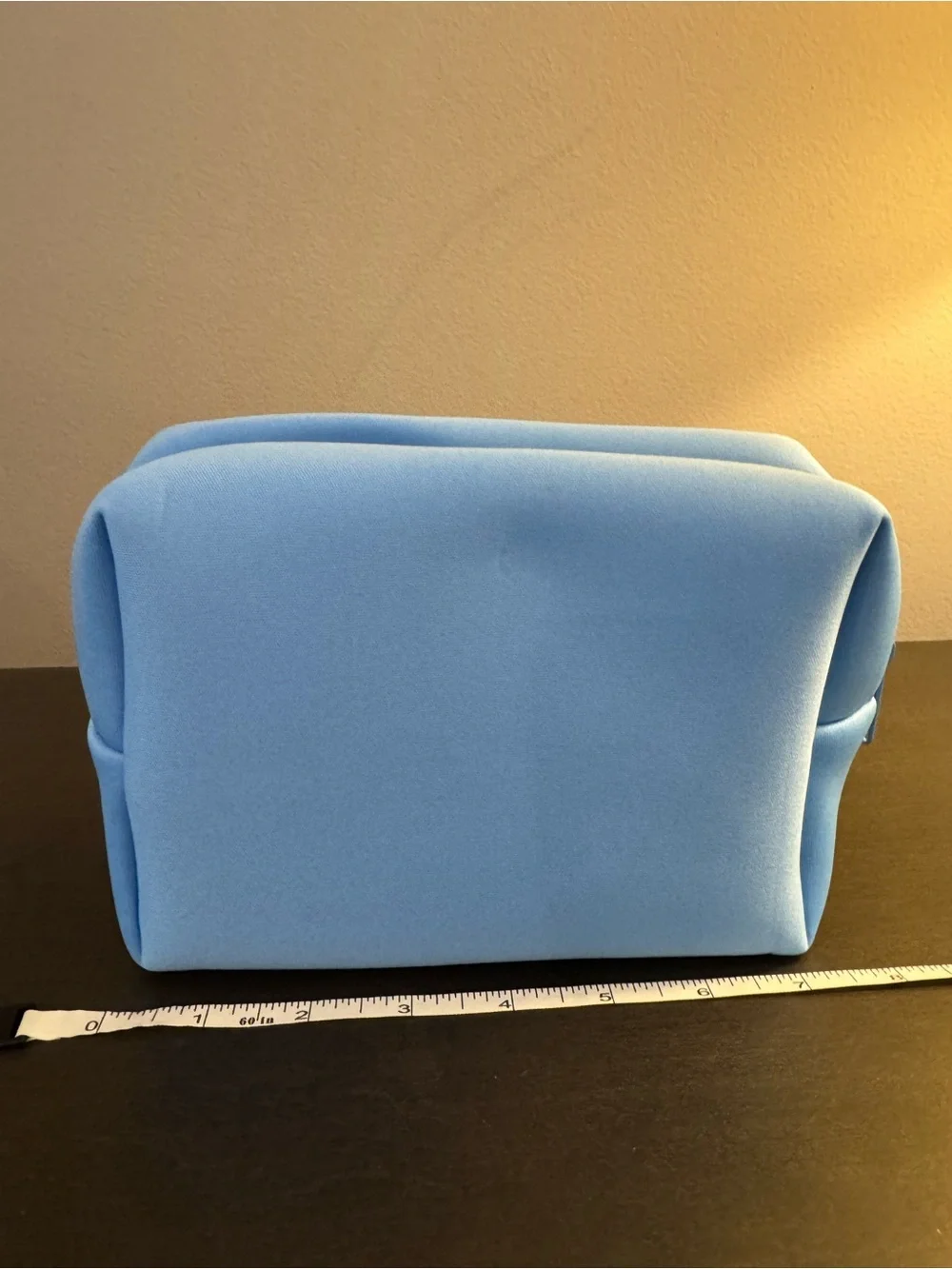 Anthropologie Blue Zippered Makeup Bag 6.5” x 3” x 5” NEW